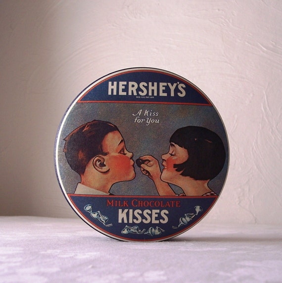 hersheys chocolate kisses candy tin 1980s vintage advertising