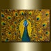 Original Peacock Oil Painting Textured Palette Knife Contemporary Modern Animal Art 20X30 by Willson Lau