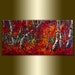 Original Birch Tree Forest Textured Palette Knife Landscape Painting Oil on Canvas Contemporary Modern Art Seasons 18X36 by Willson Lau