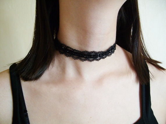 Goth Emo Black Velvet Lace Choker Necklace Victoria Gothic