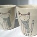 Handmade Ceramic Cup - Cat and Scarf Cup