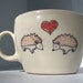 Handmade Ceramic Teacup- Hedgehogs In Love - Coffee Mug