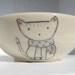 Handmade Ceramic Bowl - Cat and Scarf- Small Bowl