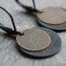 Circle Earrings Dangle Coin Disc Round Brass Gunmetal Lever Backs Simple Minimalist Minimal Black Gray Brown Tan Layered Layers Stacked