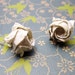 Origami Rose Earring Studs White and Silver Handmade Birthday // Anniversary // Valentines
