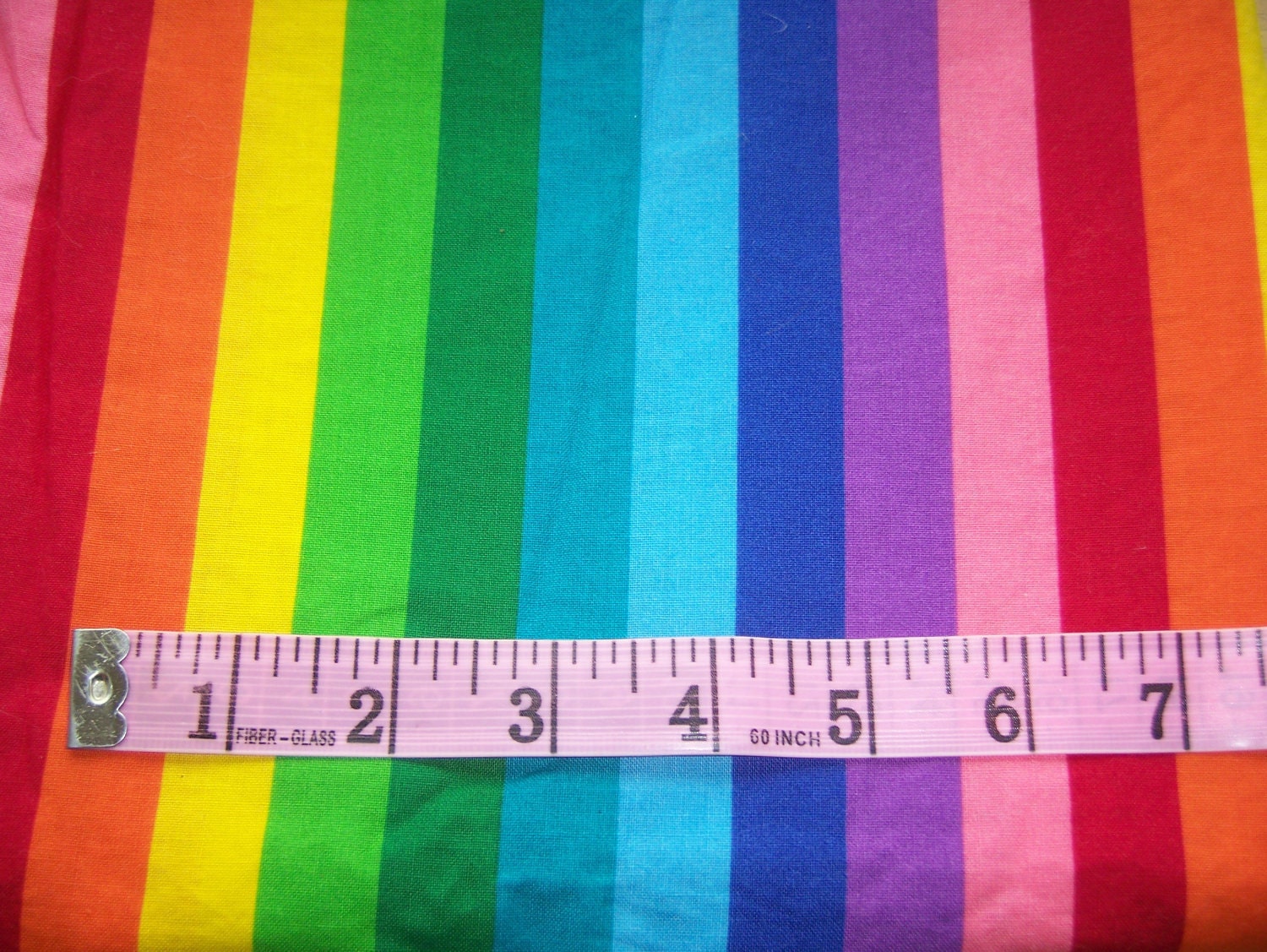 100 Cotton Rainbow Striped Fabric 1 yard