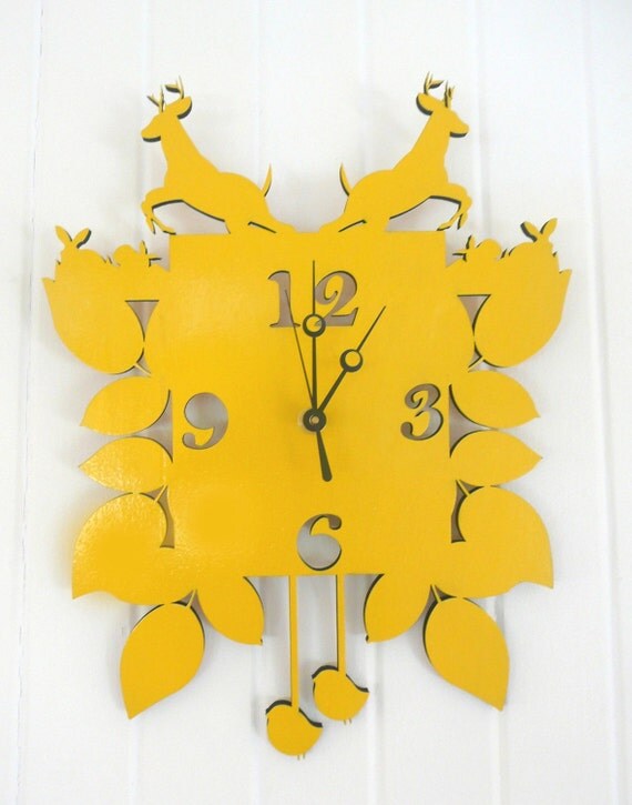 yellow cuckoo wall clock