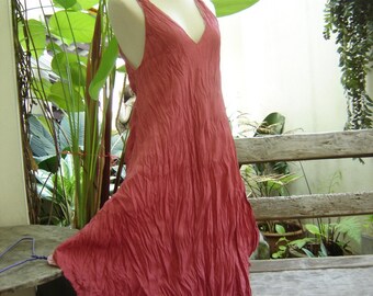 M-XL Double Layers Cotton Dress - Blush Pink