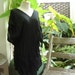 V Cotton Long Blouse - Black