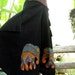 Wide Leg Pants - Black Cotton with Stitched Cotton Elephants RE0601