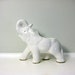 Vintage Elephant Planter, Air Plant Holder White Glazed Ceramic Zoo, Circus Animal, Jungle Elephant Figurine, Neutral Office Library Decor