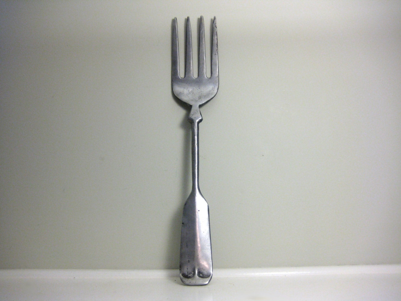 Large Vintage Fork Wall Hanging Pewter Metal Gray