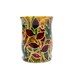 Hand Painted Glass Candle Holder Woodland Leaves Autumn Forrest green Burgundy home decor- Decorative Glass Art