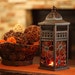 Hanging Candle Lantern - Hand Painted Glass & Metal - Fall Autumn Decor Copper Warm Colors Outdoor Decoration Christmas Decoration