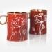 Hand Painted Ceramic Mugs Brown Rustic Autumn Fall Coffee Mugs Queen Anne's Lace Design Minimal Kitchen Decor - Set of 2 Mugs
