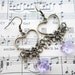 Bronze Swarovski crystal violet flower heart earrings