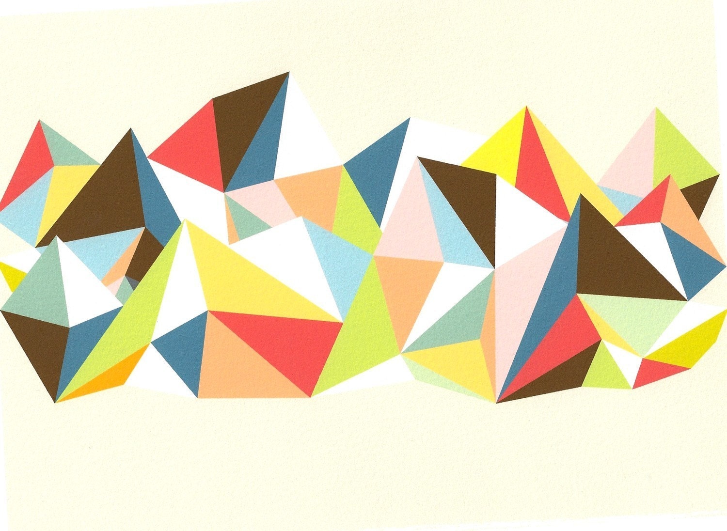 Items similar to Abstract Art Geometric Print Mountain Range No. 2