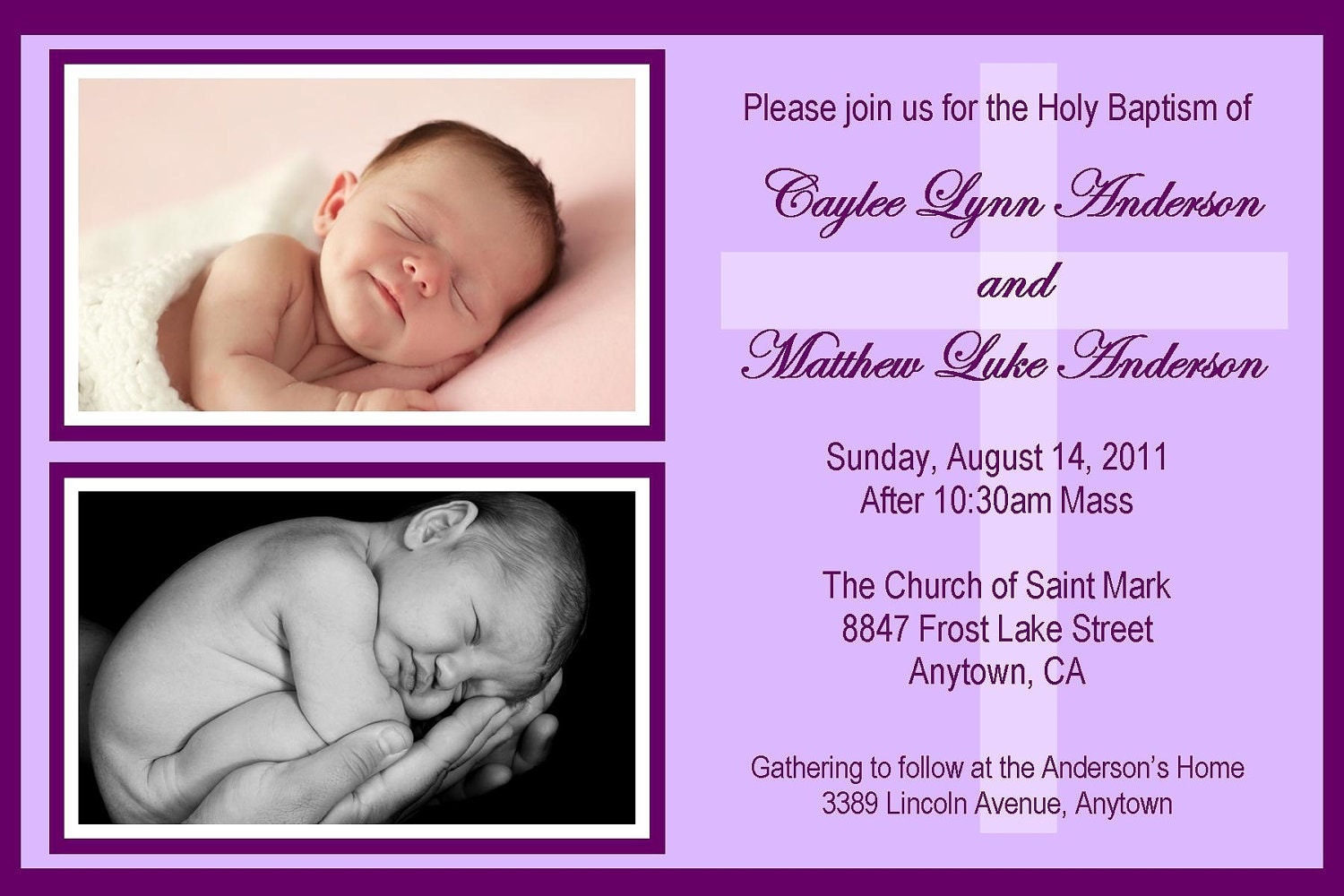 twin baptism invitations
