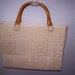 Plastic Canvas Purse with Rattan Handles and Liner