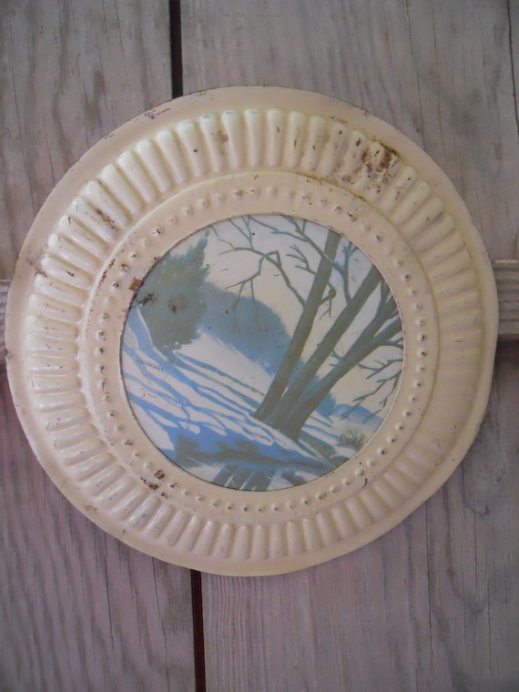 Pretty Vintage Stove Pipe Cover in Cream Green and Blues