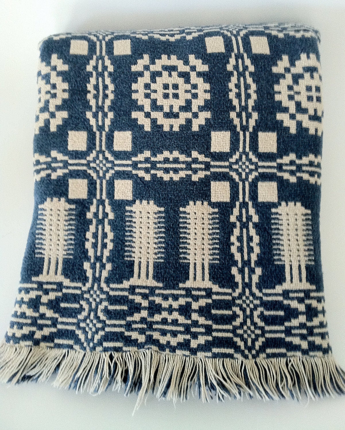 Vintage Double Sided Welsh Style Throw/ Blanket