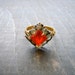 Edwardian Ring/ Early 1900's / Brass and Cut glass