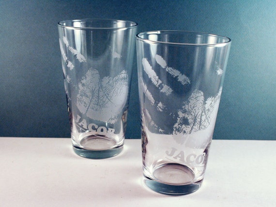 1 Handprint Pint Glass etched with your child's actual