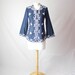 navy floral button up tunic blouse