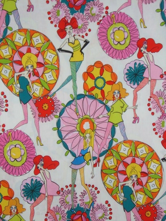 Dandy Girls Print Pure Cotton Fabric from by fabricsandtrimmings