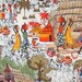 African Village Print Cotton Fabric--One Yard