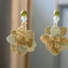 Paper Flower Earrings - Teal/Blue and Green Hydrangea Earrings on Kidney Wires With Crystals