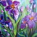 Purple Iris VI Floral Landscape oil acrylic Original painting 14 x 18 by Elaine Cory