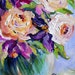 Peach and Purple Floral Original Painting pallette knife 12 x 16 Fine Art by Elaine Cory