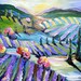 LAVENDER Hills Landscape Painting 14 x 18 Palette knife Original by Elaine Cory