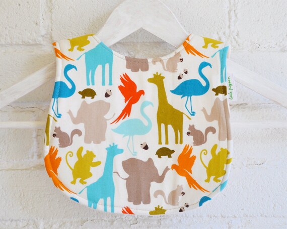 Baby Bib Safari Animals Minkee Fabric by LittlePigeonCrafts