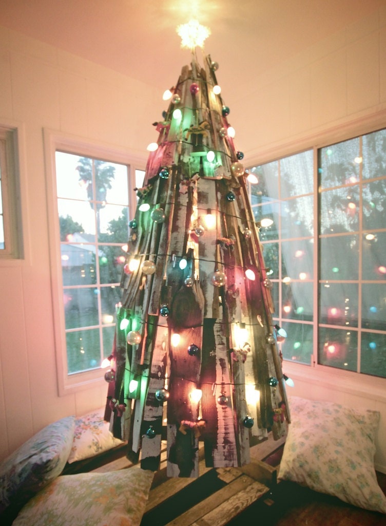 Reclaimed Wood Christmas Tree made from Vintage by MonkandHoney