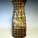 CLEARANCE - Pottery Ship Vase Dark Brown Etched Ceramic Nautical Home Decor