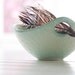 Pottery Bowls - Soft Seafoam Green Polka Dot Bowl with Handle - Noodle Bowl