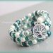 Inspirational Jewelry - Teal and white Tree of Life memory wire bracelet