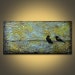 Black Bird Fly original acrylic painting on canvas LARGE 3ft long