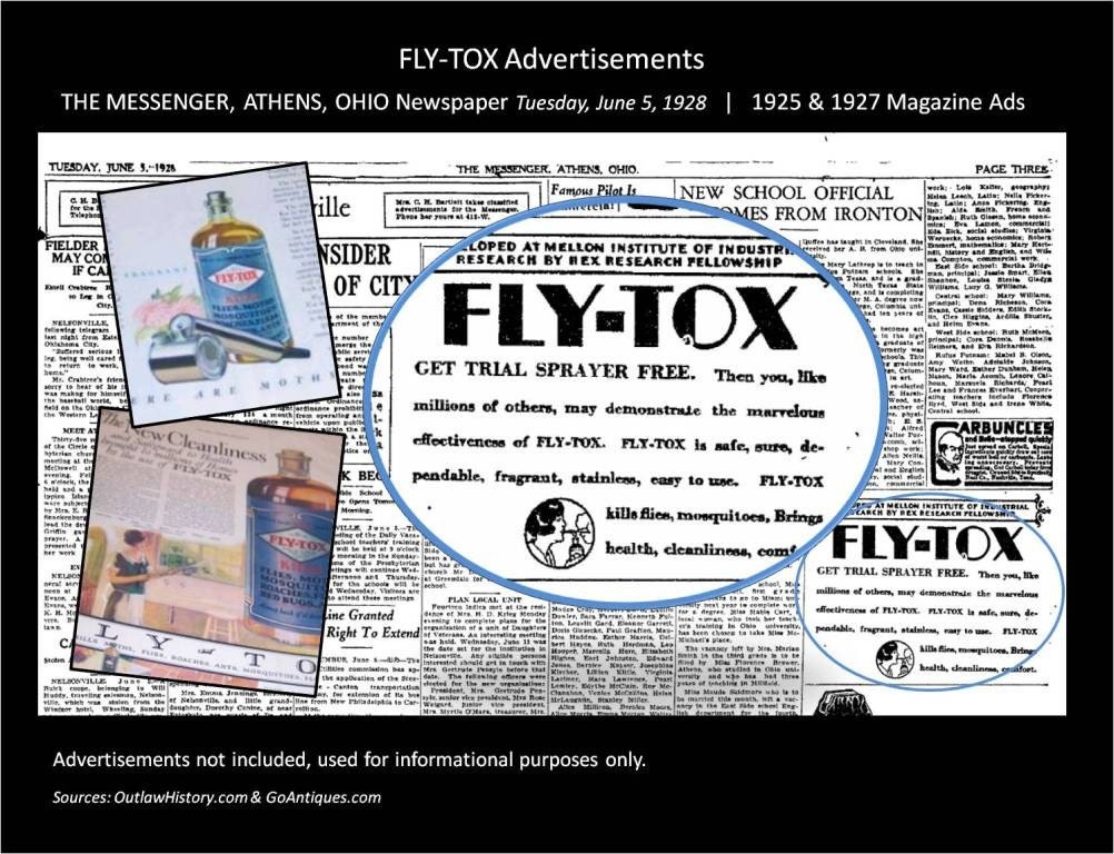 1920s FLY TOX Glass Bottle