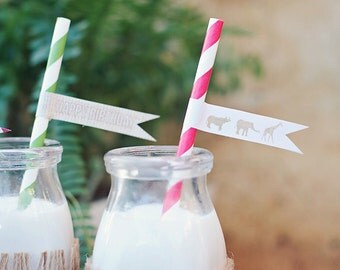 DIY Printable Straw Flags - Zoo/Safari Party
