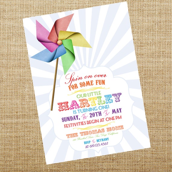 Printable Pinwheel Invitation- Birthday