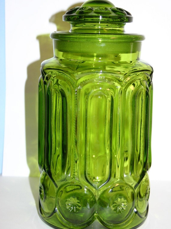 Large Green Glass Decorative Jar