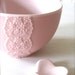 New Pink Porcelain Lace Bowl with Heart Cutlery Rest Set -Hideminy Lace Series