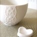 New Lovely Porcelain Lace Bowl with White Heart Cutlery Rest-Hideminy Lace Series