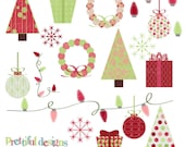 25% OFF SALE Christmas Clip Art - Personal or Commercial Use - Funky Christmas Il_170x135