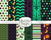 25% OFF SALE Halloween Digital Paper Pack for Scrapbooking, Invitations, Card Making, Commercial Use - Graveyard Bash Il_170x135