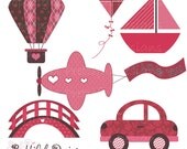 25% OFF SALE Valentine Transportation Clip Art for Digital Scrapbooking, Invitations, Paper Goods, Card Making - Be My Valentine Il_170x135