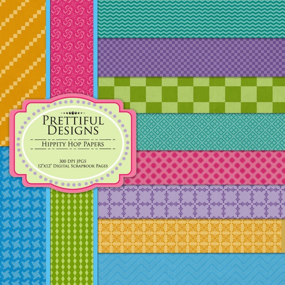 50% OFF SALE Easter Digital Paper Pack - Personal or Commercial Use - Hippity Hop (275) Il_570xn